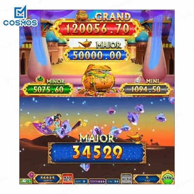Vertical Link Coin Skill Video Slot Machine Board Aladdin Lamp Stand Alone